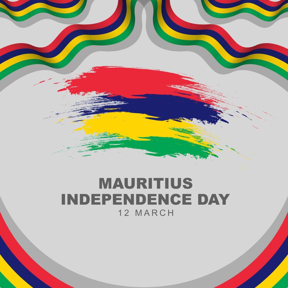 Mauritius Unabhängigkeit Tag ist gefeiert jeder Jahr auf März 12. Poster Banner Design mit Mauritius Flagge Schleife. Vektor Illustration