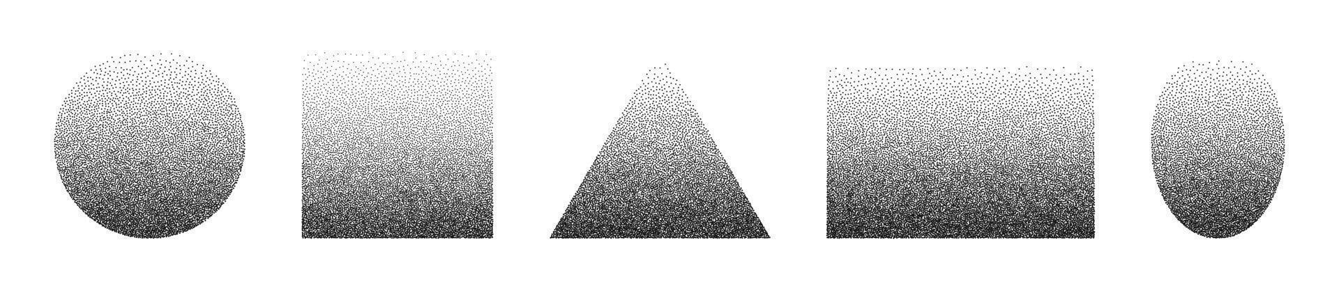 högljudd geometrisk former. kornig element från prickar med skugga. vektor uppsättning av isolerat element på en vit bakgrund.