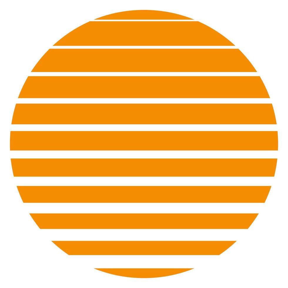 80s solnedgång ikon, årgång orange Sol solnedgång, 90s trendig stil vektor