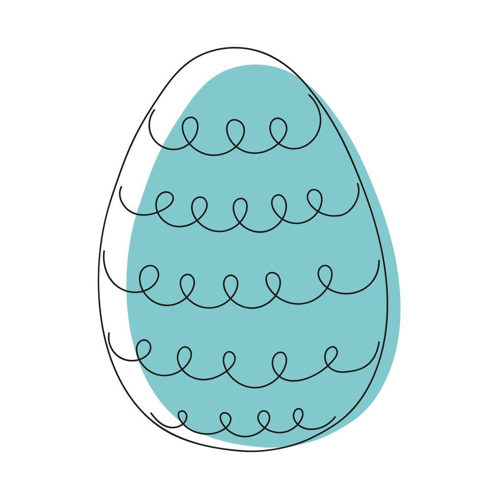 farbig Ostern Ei mit ein Muster. kontinuierlich einer Linie Zeichnung. Vektor Illustration auf Weiß Hintergrund. minimalistisch. Design Element. Ideal zum Symbol, Logo, drucken, Ostern Dekoration, Färbung Buch