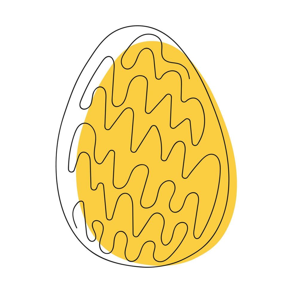 farbig Ostern Ei mit ein Muster. kontinuierlich einer Linie Zeichnung. Vektor Illustration auf Weiß Hintergrund. minimalistisch. Design Element. Ideal zum Symbol, Logo, drucken, Ostern Dekoration, Färbung Buch,