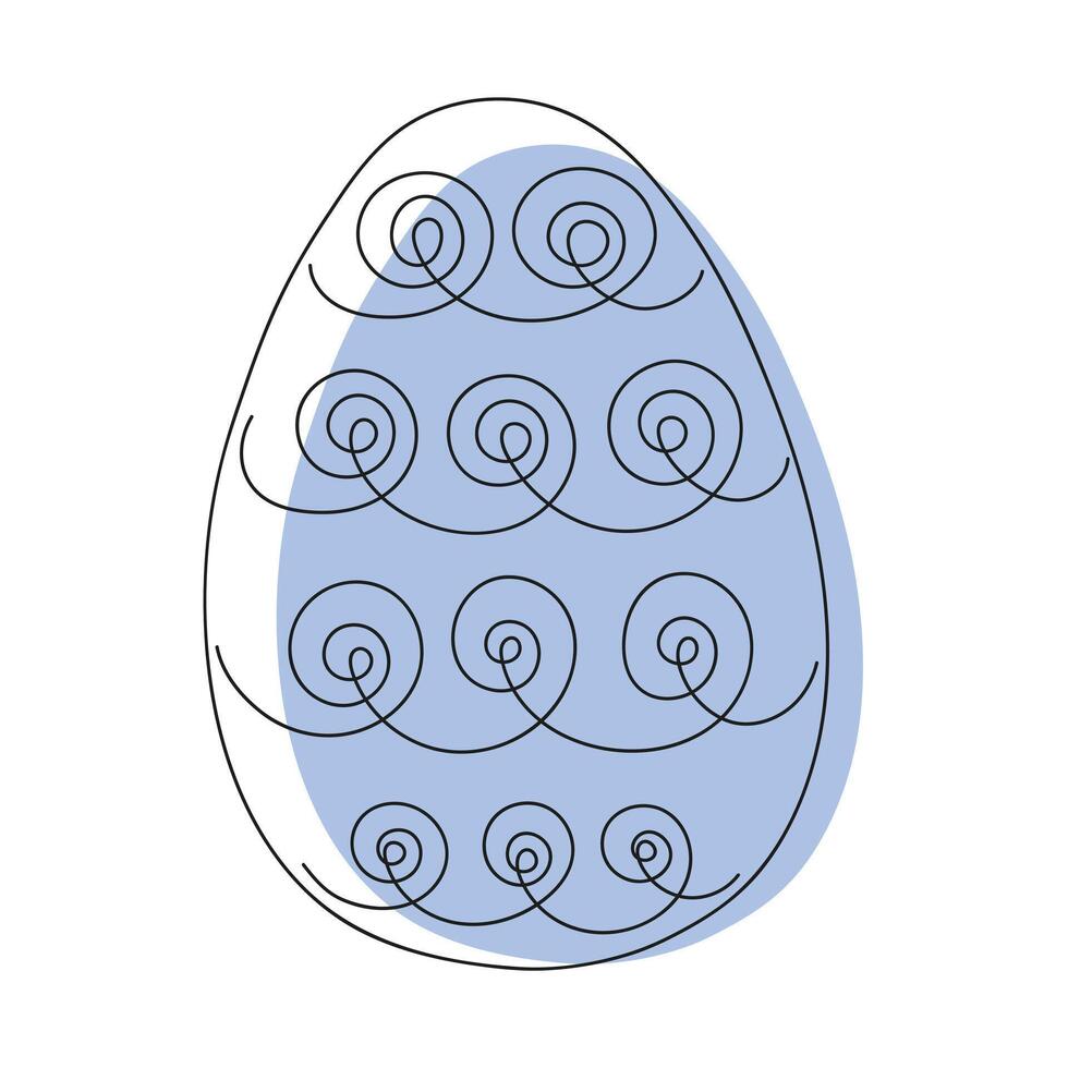 färgad påsk ägg med en mönster. kontinuerlig ett linje teckning. vektor illustration på vit bakgrund. minimalistisk. design element. idealisk för ikon, logotyp, skriva ut, påsk dekoration, färg bok,