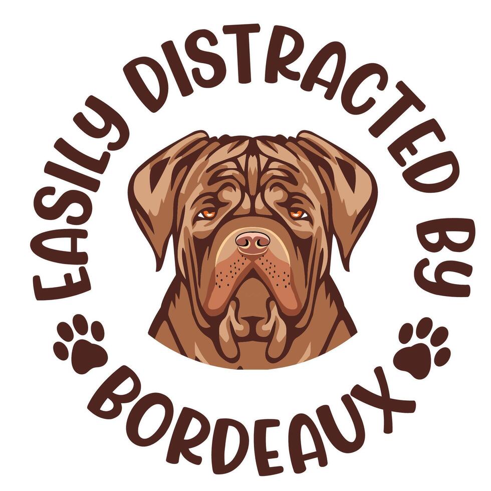 lätt förvirrad förbi dogue de bordeaux hund typografi t skjorta design proffs vektor