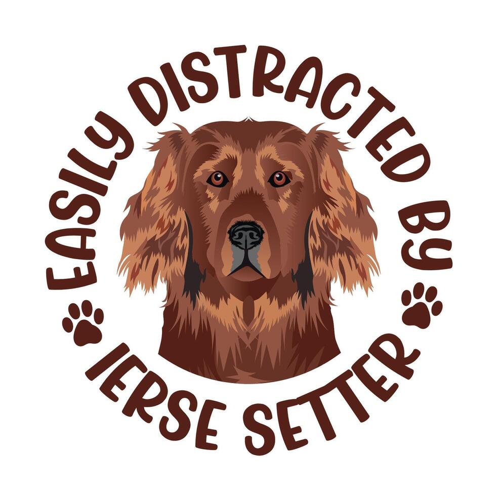 leicht abgelenkt durch irisch Setter Hund Typografie T-Shirt Design Profi Vektor