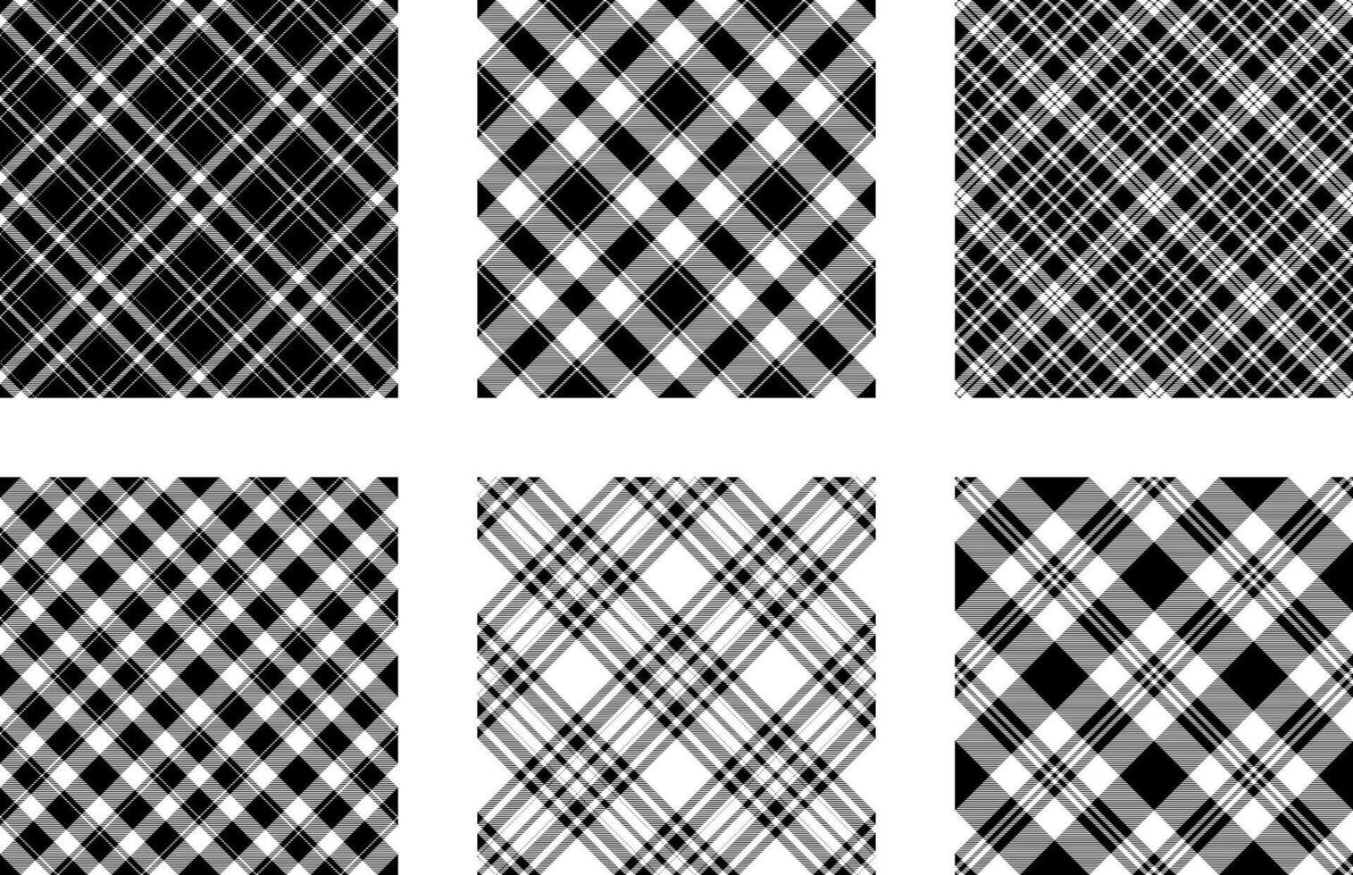 svart och vit sömlös mönster design. uppsättning vektor bakgrund, buffel pläd tyg design.
