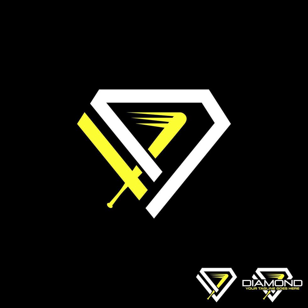 Logo Design Grafik Konzept kreativ Prämie Vektor Zeichen einzigartig Lager abstrakt Linie Diamant mit schnell Stock Baseball. verbunden zu Sport Elite Monogramm