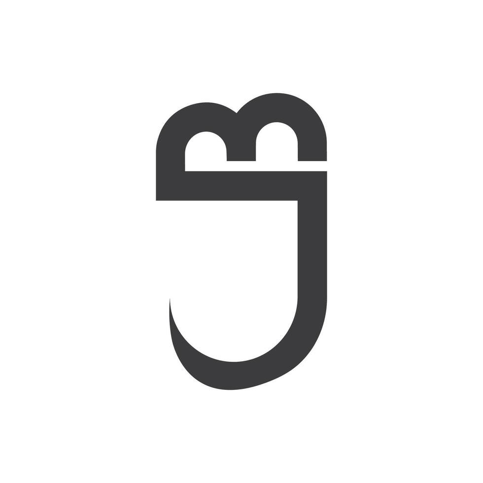 första brev bj logotyp eller J B logotyp vektor design mall