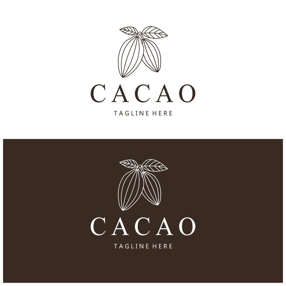 Kakao Logo, Kakao Bohne, Kakao Baum, Kakao Geäst und Blätter, Schokolade mischen auf Weiß hintergrund,jahrgang,modern,einfach,minimalistisch Symbol Illustration Vorlage Design Vektor