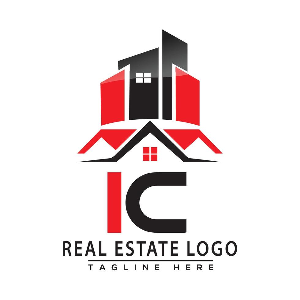 ic echt Nachlass Logo rot Farbe Design Haus Logo Lager Vektor. vektor