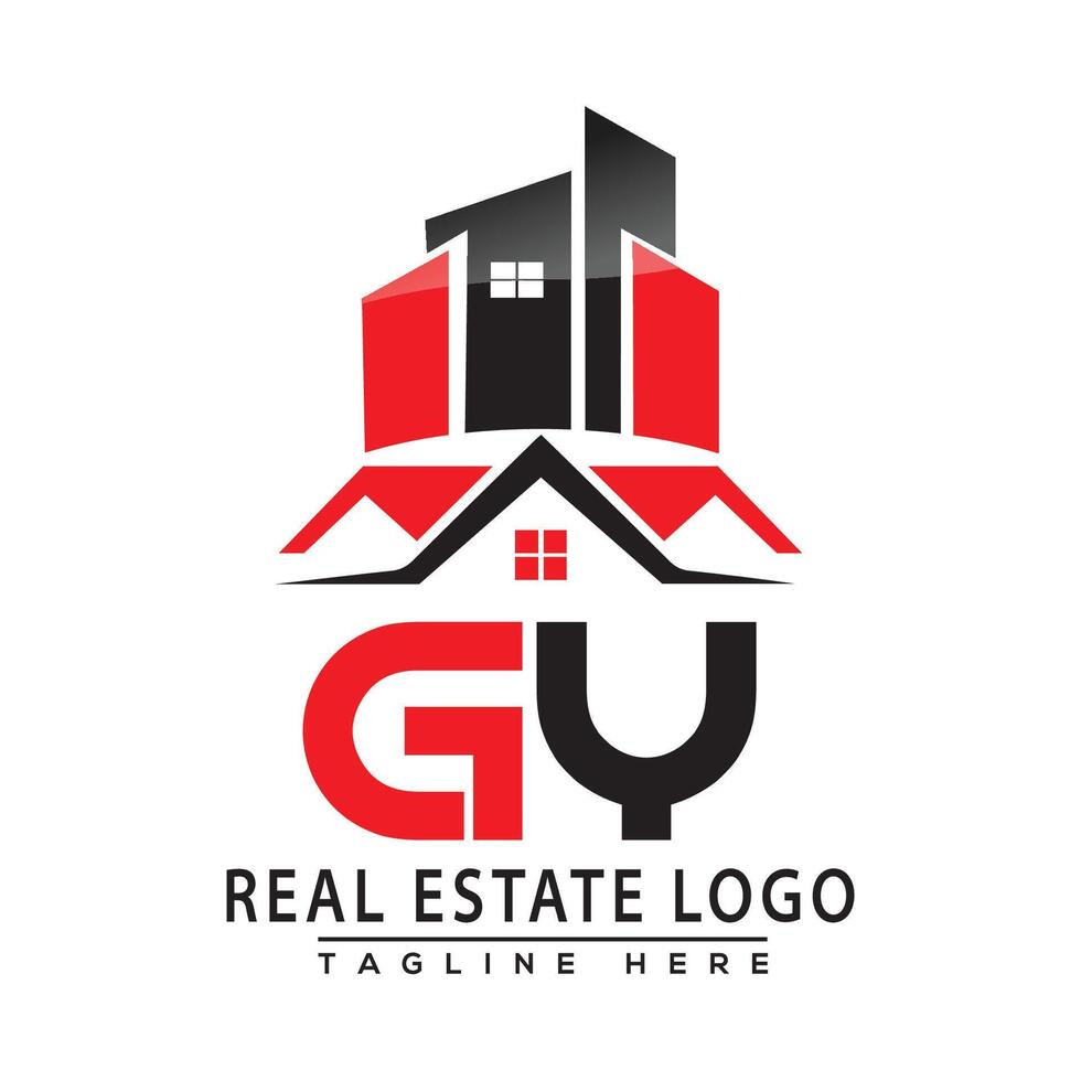 gy echt Nachlass Logo rot Farbe Design Haus Logo Lager Vektor. vektor