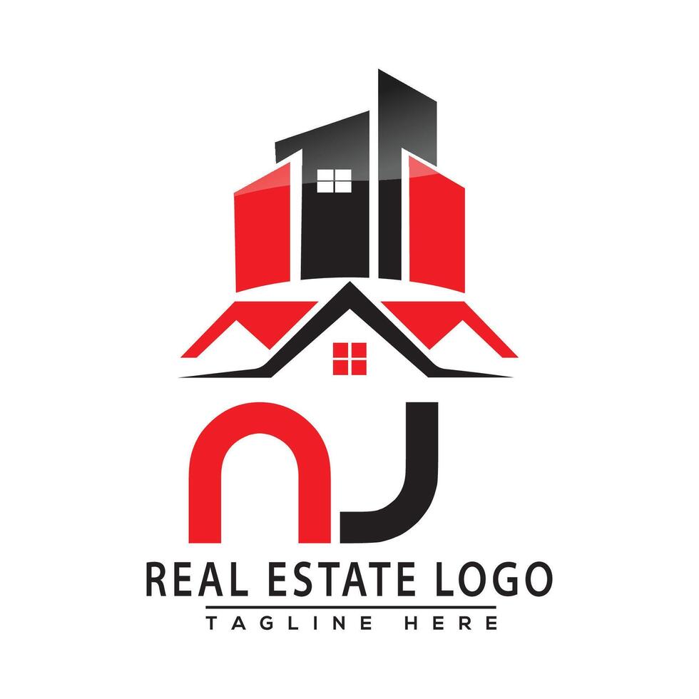 NJ echt Nachlass Logo rot Farbe Design Haus Logo Lager Vektor. vektor