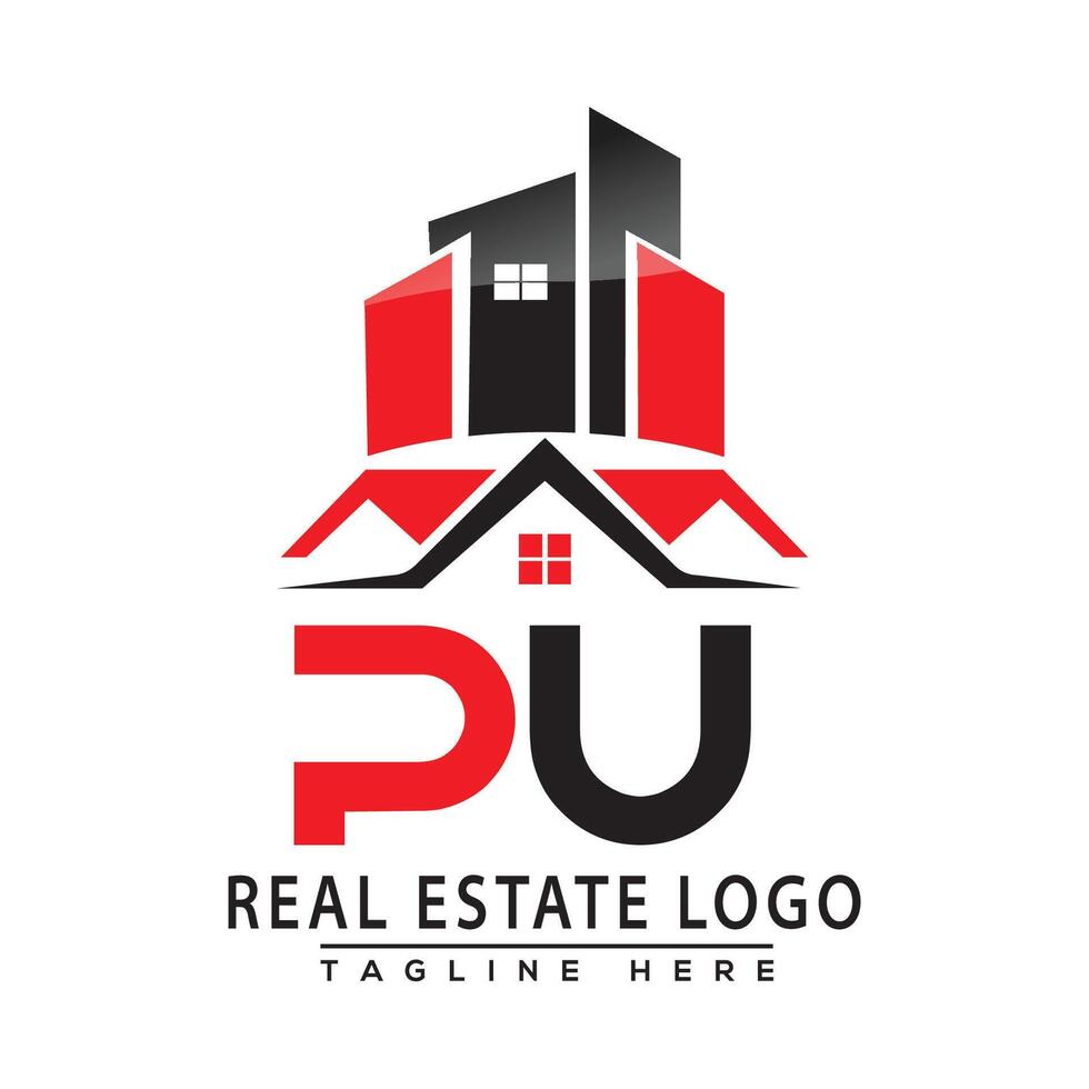 pu echt Nachlass Logo rot Farbe Design Haus Logo Lager Vektor. vektor