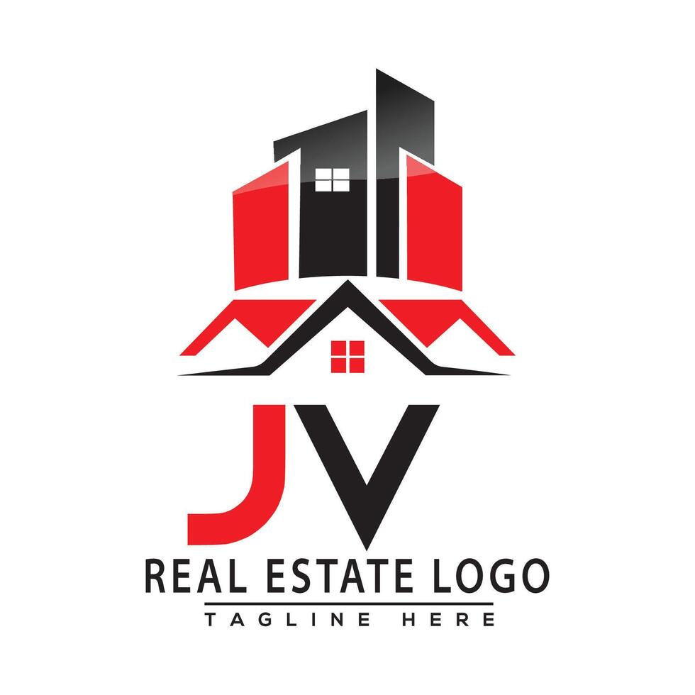 jv verklig egendom logotyp röd Färg design hus logotyp stock vektor. vektor