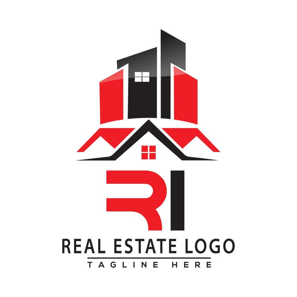 ri echt Nachlass Logo rot Farbe Design Haus Logo Lager Vektor. vektor