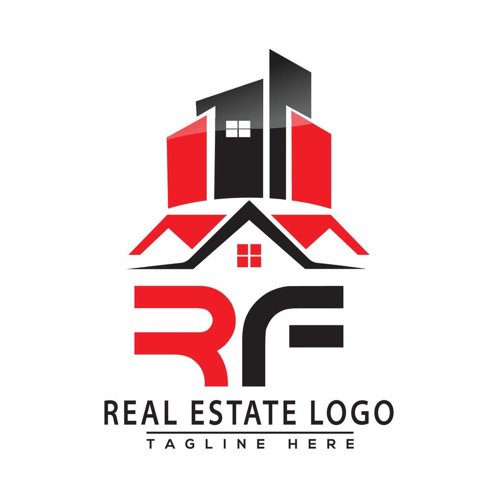 rf echt Nachlass Logo rot Farbe Design Haus Logo Lager Vektor. vektor