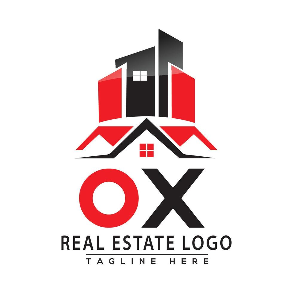 Ochse echt Nachlass Logo rot Farbe Design Haus Logo Lager Vektor. vektor