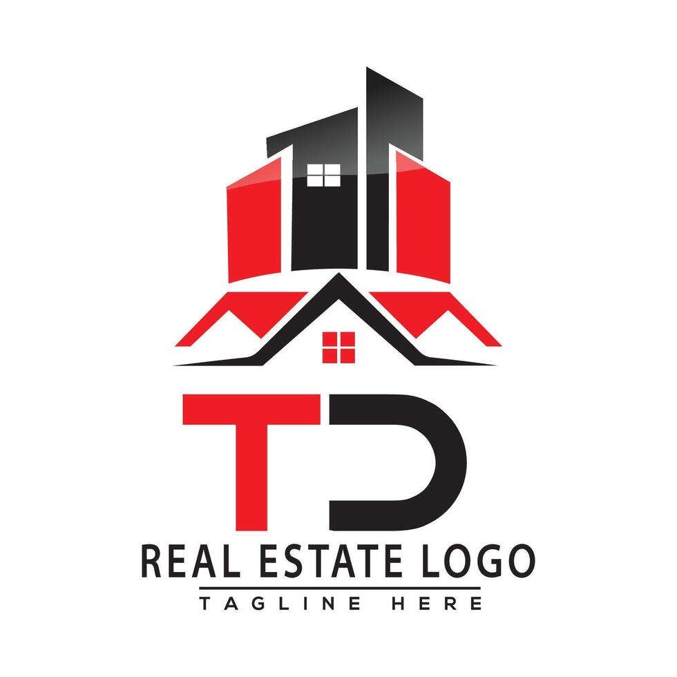 td echt Nachlass Logo rot Farbe Design Haus Logo Lager Vektor. vektor