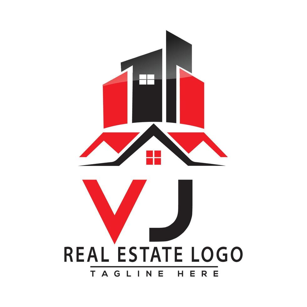 vj echt Nachlass Logo rot Farbe Design Haus Logo Lager Vektor. vektor