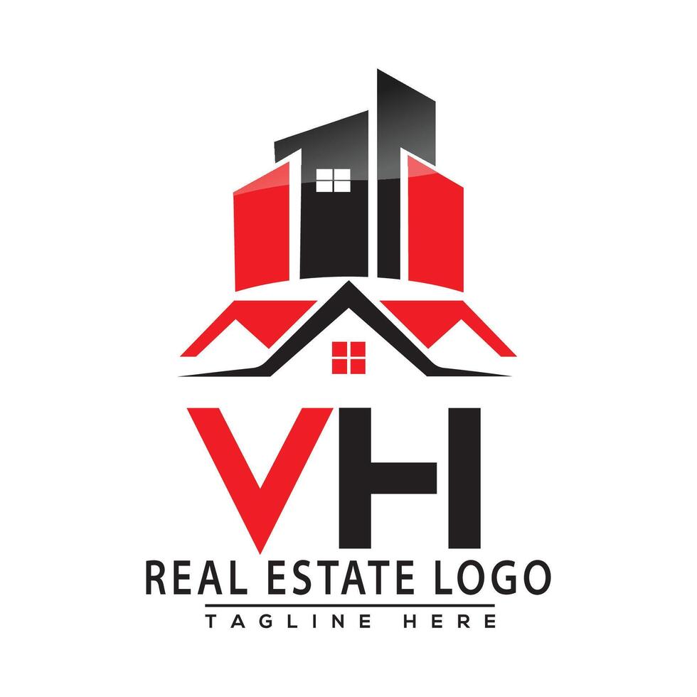 vh echt Nachlass Logo rot Farbe Design Haus Logo Lager Vektor. vektor