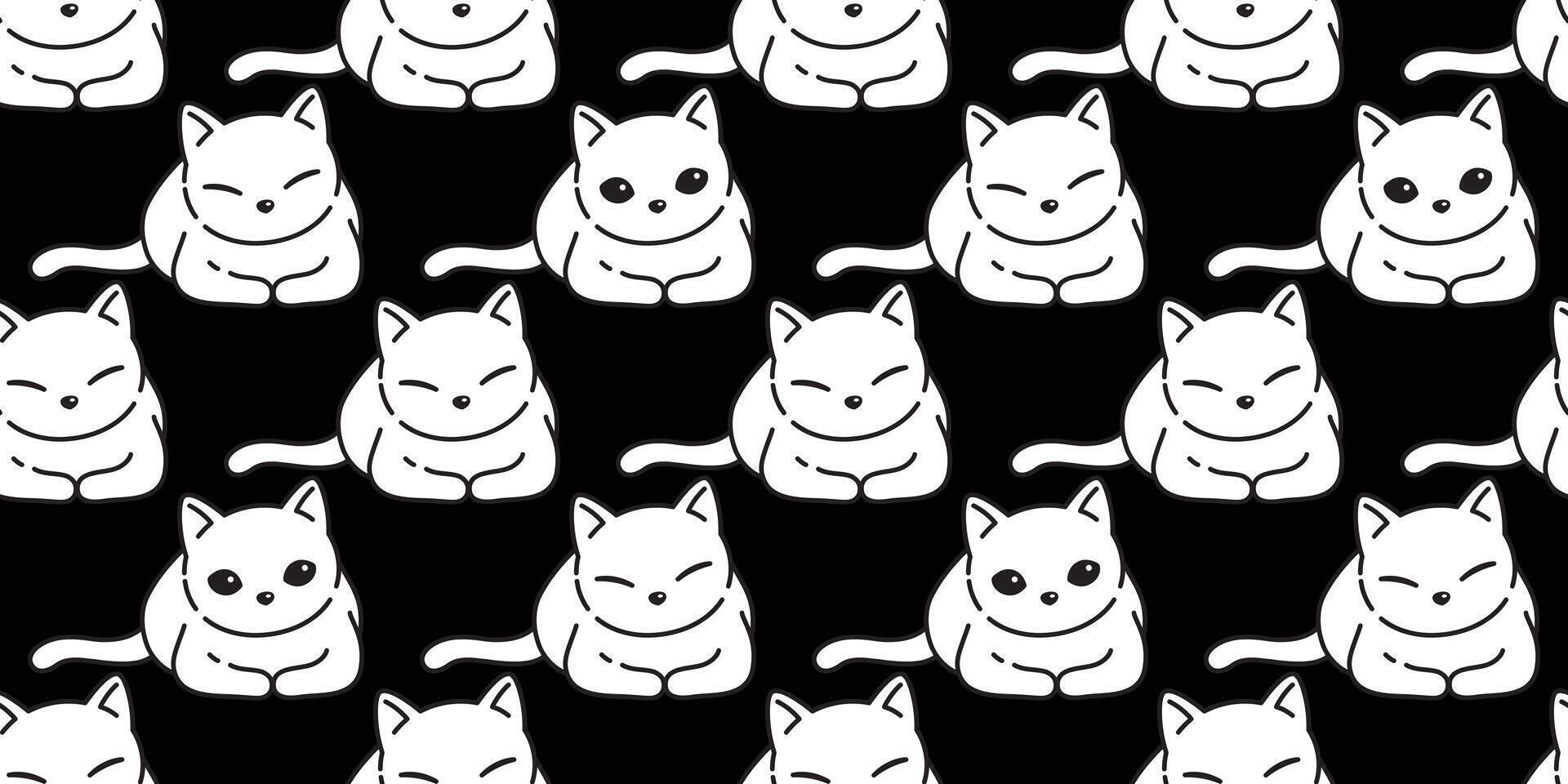 katt sömlös mönster kattunge vektor sällskapsdjur djur- scarf isolerat upprepa bakgrund bricka tapet tecknad serie klotter illustration svart design