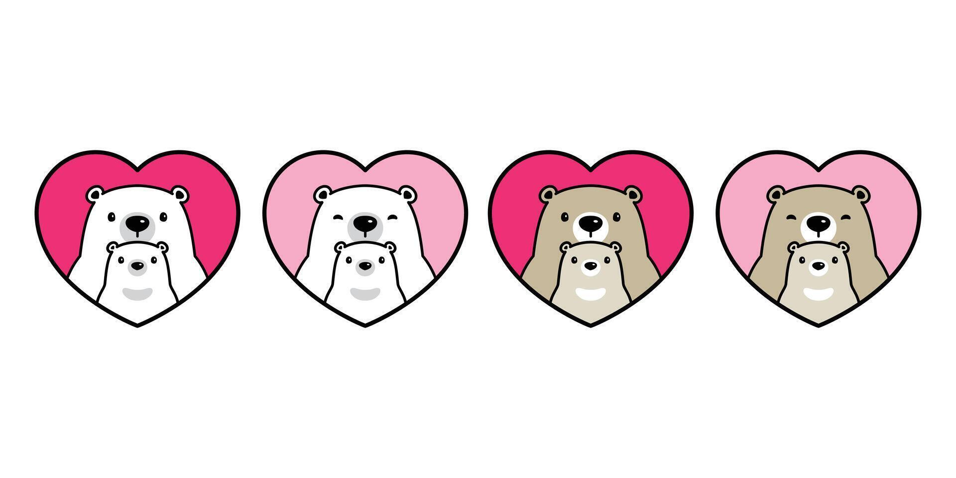 Bär Vektor Herz Valentinstag Symbol Polar- Bär Baby Teddy Logo Symbol Charakter Karikatur Illustration Gekritzel Design