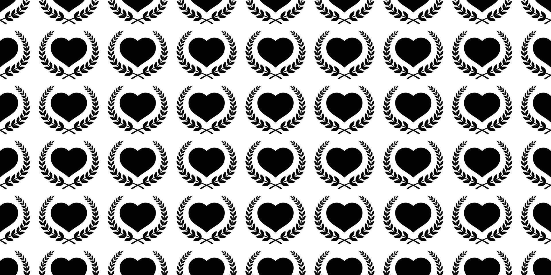 Herz nahtlos Muster Vektor Valentinstag Lorbeer Kranz Symbol Schal isoliert Pflanze Blume wiederholen Hintergrund Fliese Hintergrund Illustration Weiß Design