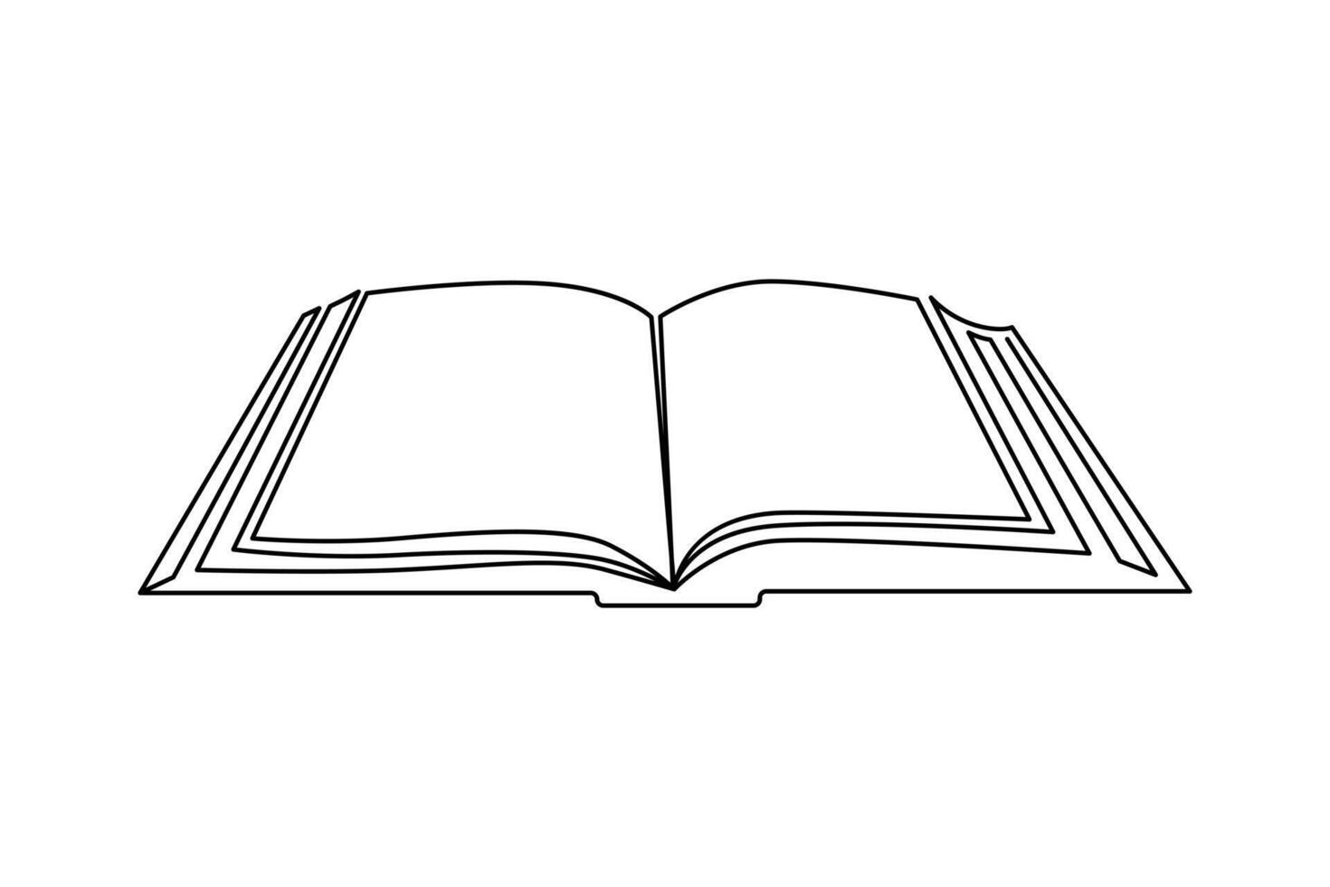 kontinuierlich eine Linie öffnen Buch mit fliegend Seiten Kunst und Welt Buch Tag lehrreich Wissen Konzept Gekritzel Vektor Illustration