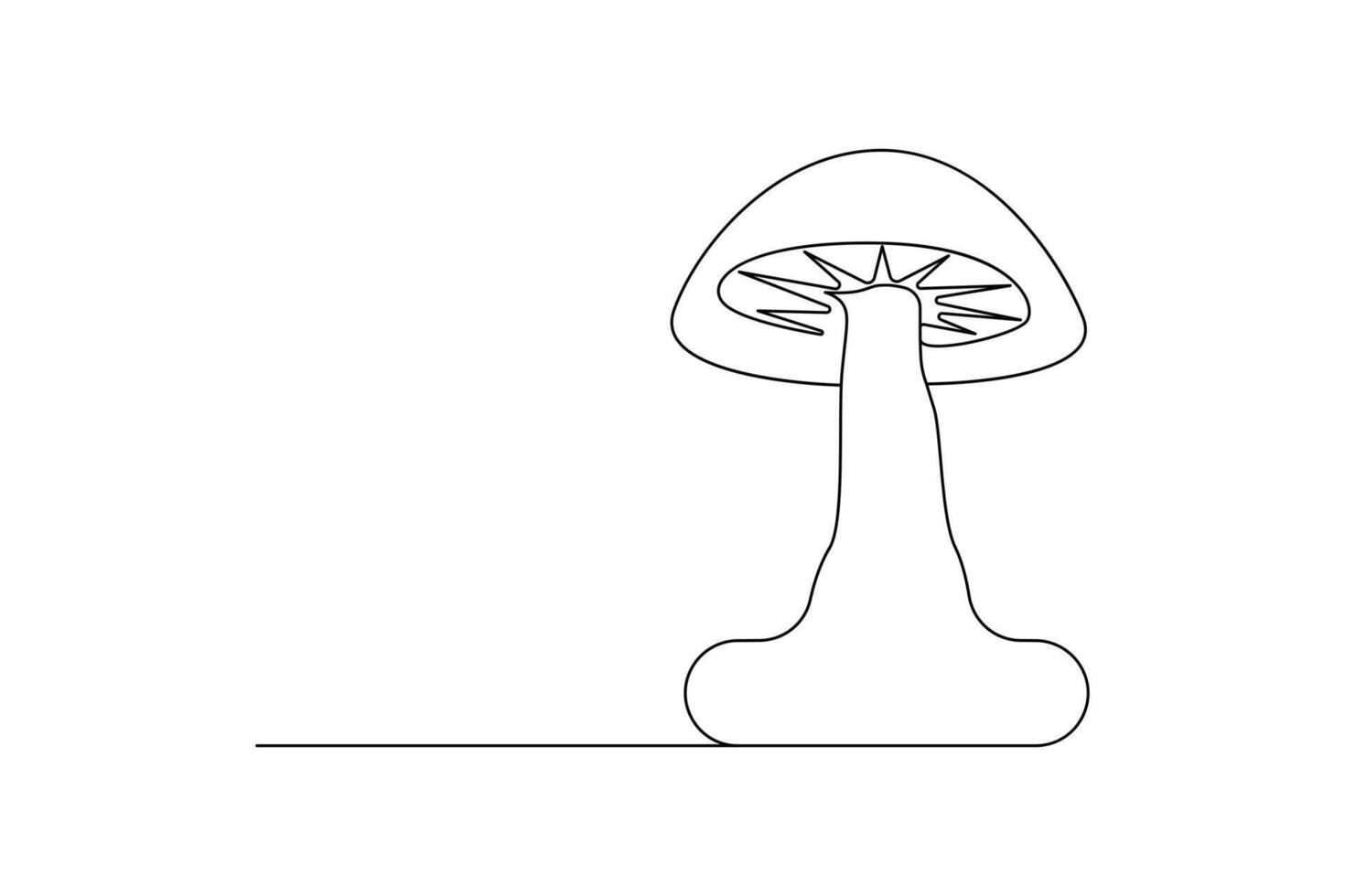 kontinuerlig en linje sepia magi svamp och översikt vektor konst illustration