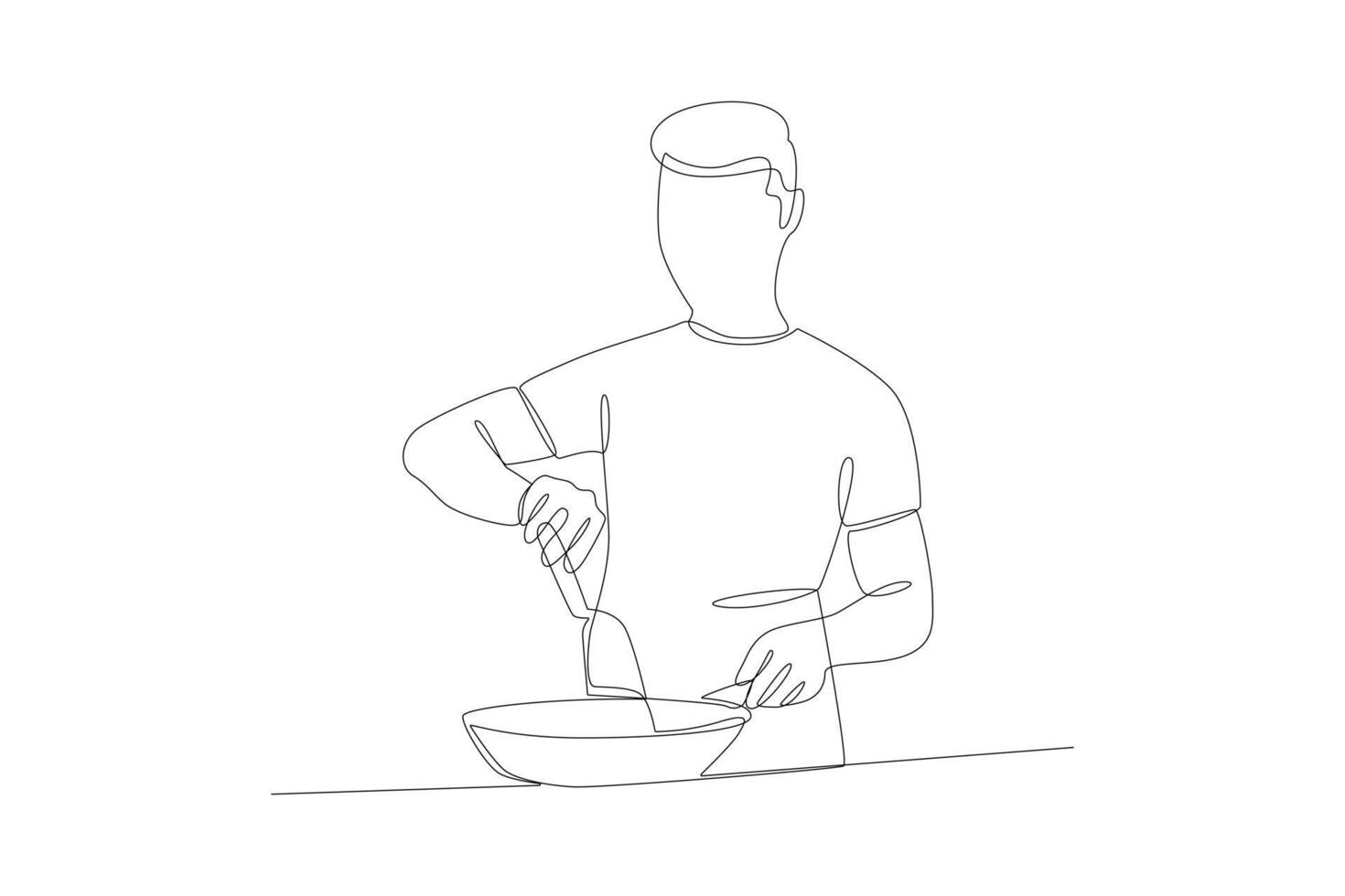einer kontinuierlich Linie Zeichnung von Kochen Konzept. Gekritzel Vektor Illustration im einfach linear Stil.