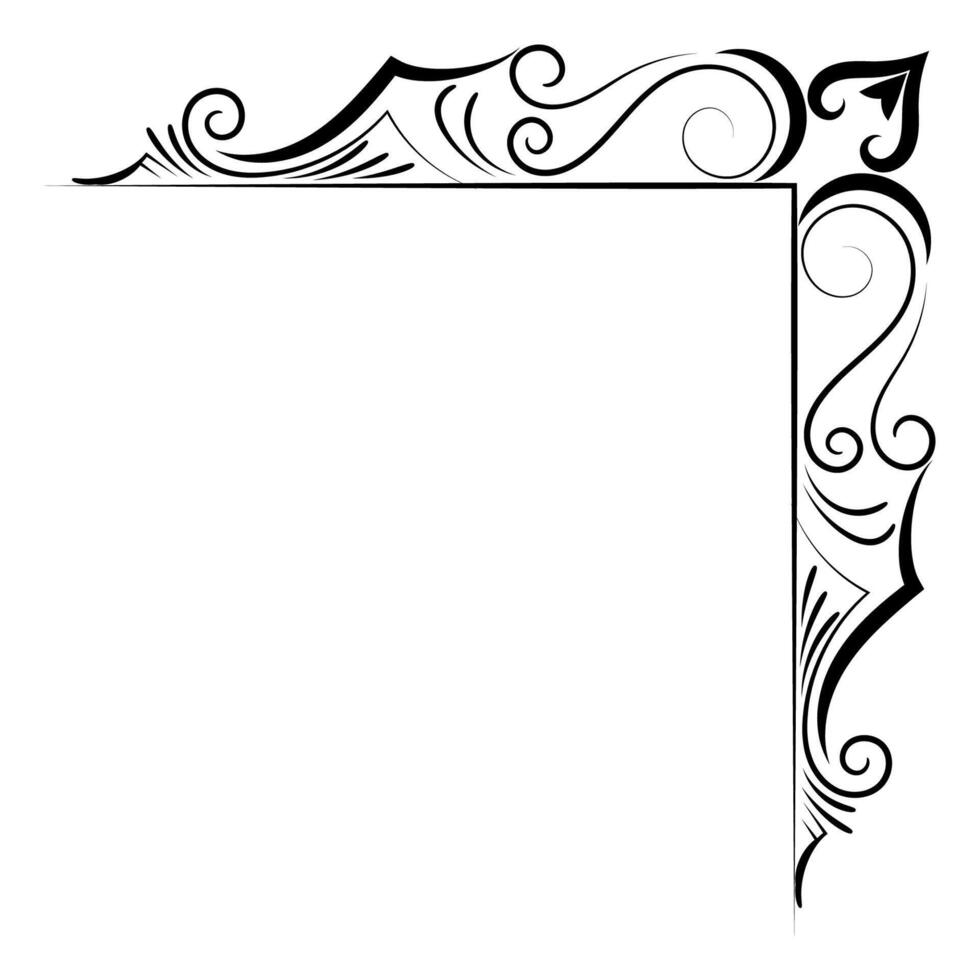 tunn linje årgång hörn. medeltida period av de victorian dynasti. fint svart monogram ram design element abstrakt ikon samling blomma enkel symbol vektor