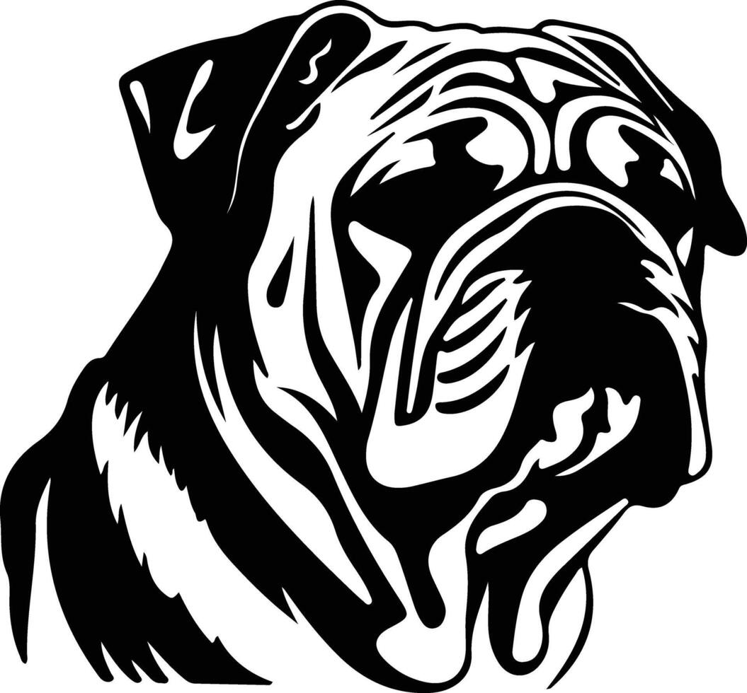 engelsk bulldogg silhuett porträtt vektor