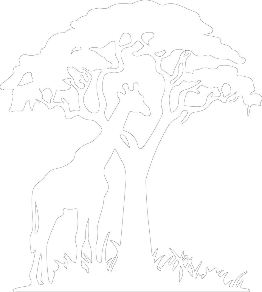 Wald Giraffe Gliederung Silhouette vektor