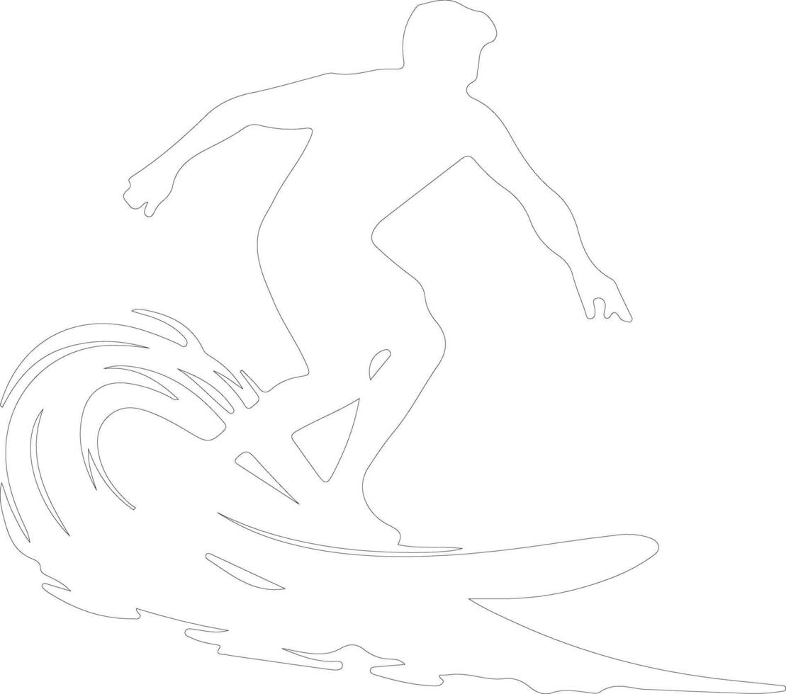 Surfer Gliederung Silhouette vektor