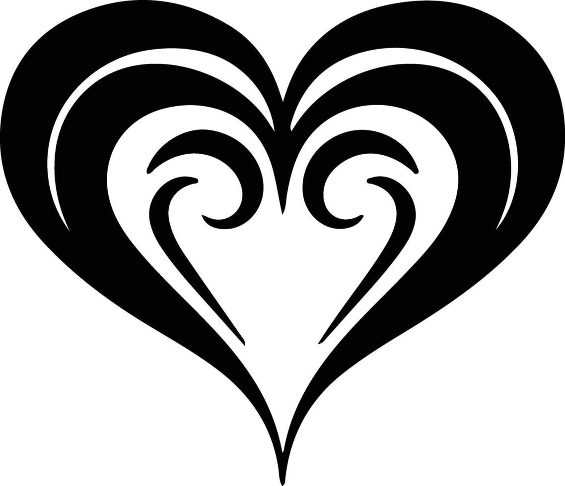 hjärta ikon svart silhuett vektor