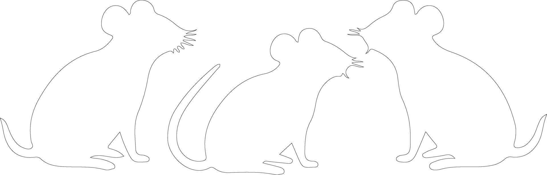 Mäuse Gliederung Silhouette vektor