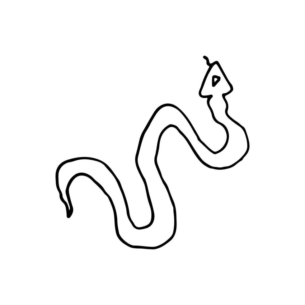ein Schlange, ein Reptil mit ein lang, sich winden Körper. Gekritzel. Vektor Illustration. Hand gezeichnet. Umriss.