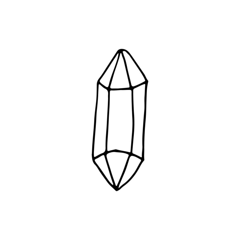 kristaller ha de form av regelbunden polyedrar. fast. de magi av dyrbar stenar. klotter. vektor illustration. hand ritade. översikt.