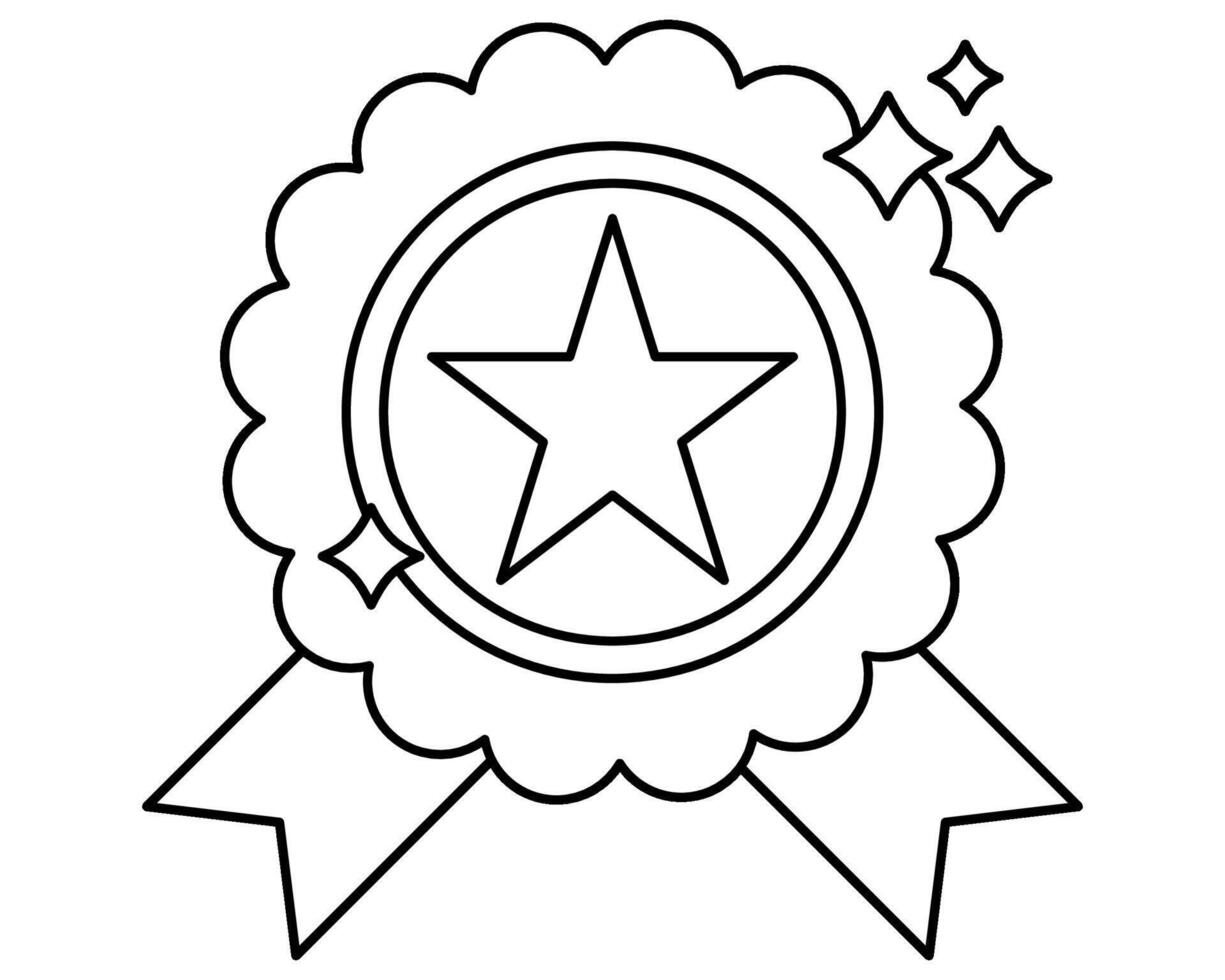 exklusiv Leistungen Symbol schwarz und Weiß - - Star im überbacken Rahmen mit Band vektor