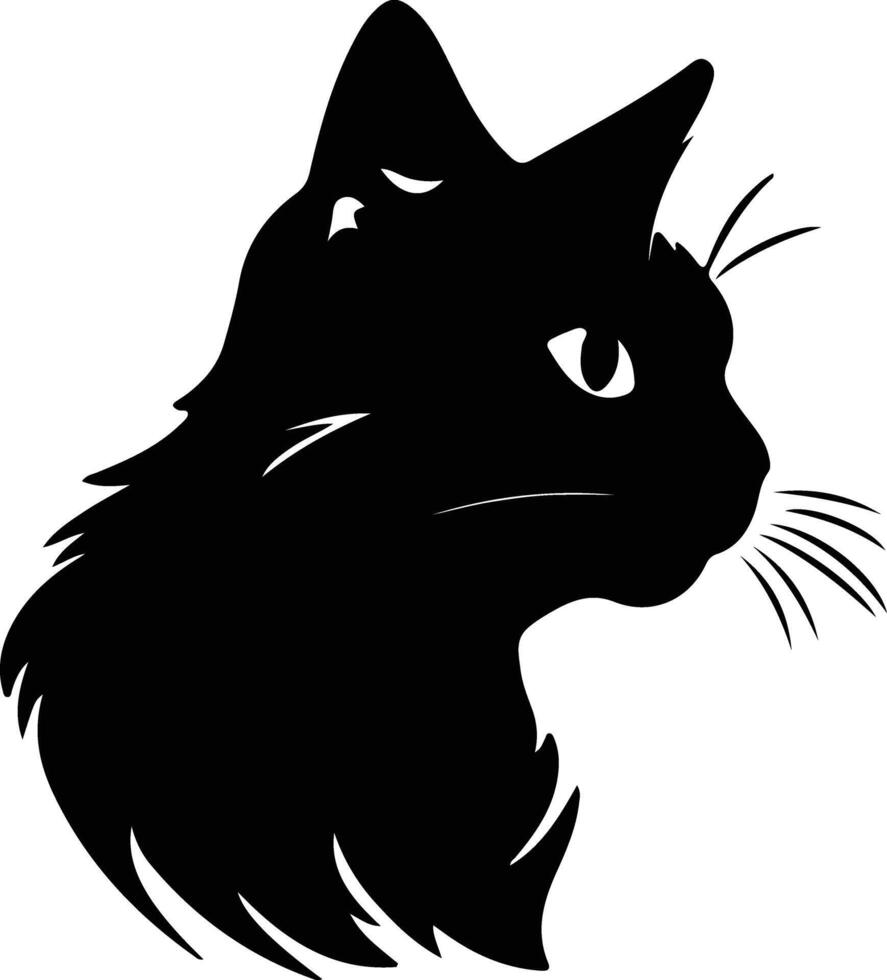 ryska vit svart och tabby katt silhuett porträtt vektor