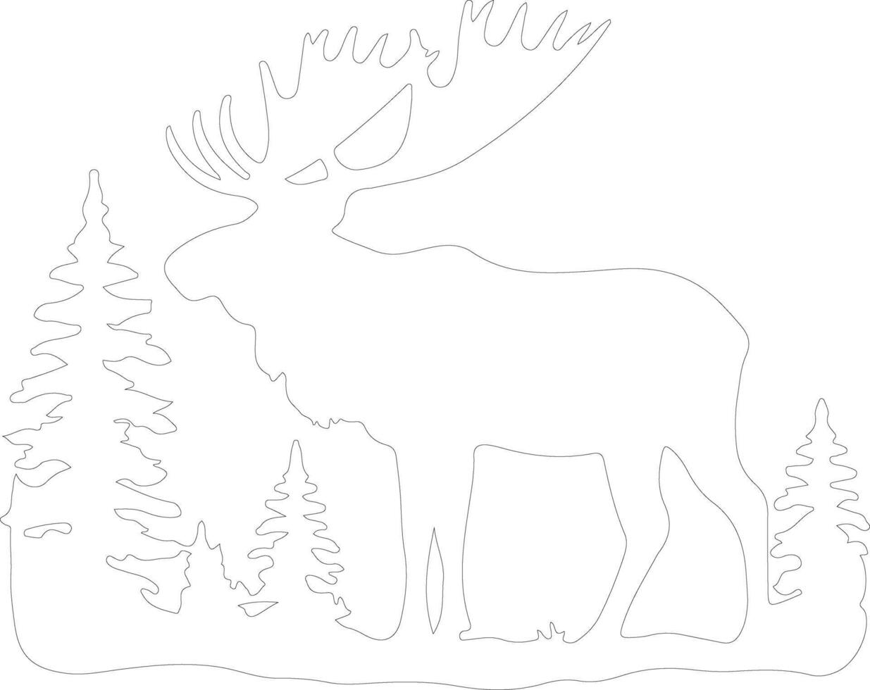 skog caribou översikt silhuett vektor