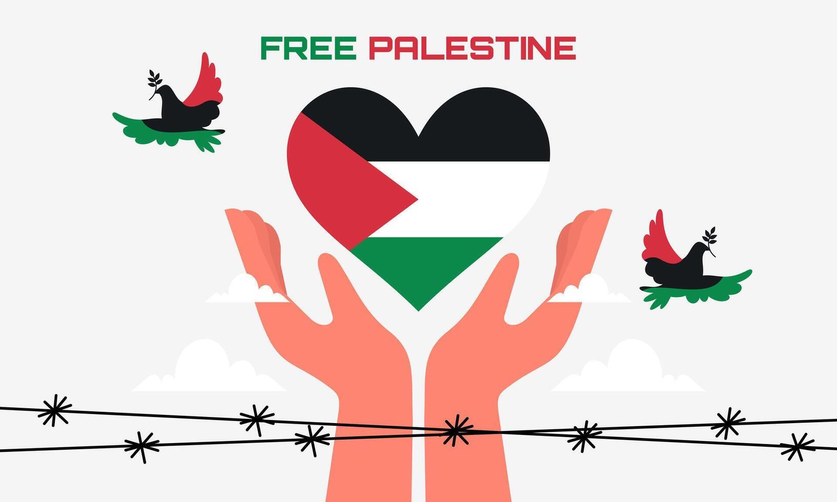 ritad för hand fri palestinas liv materia. begrepp av frihet och fred illustration. vektor