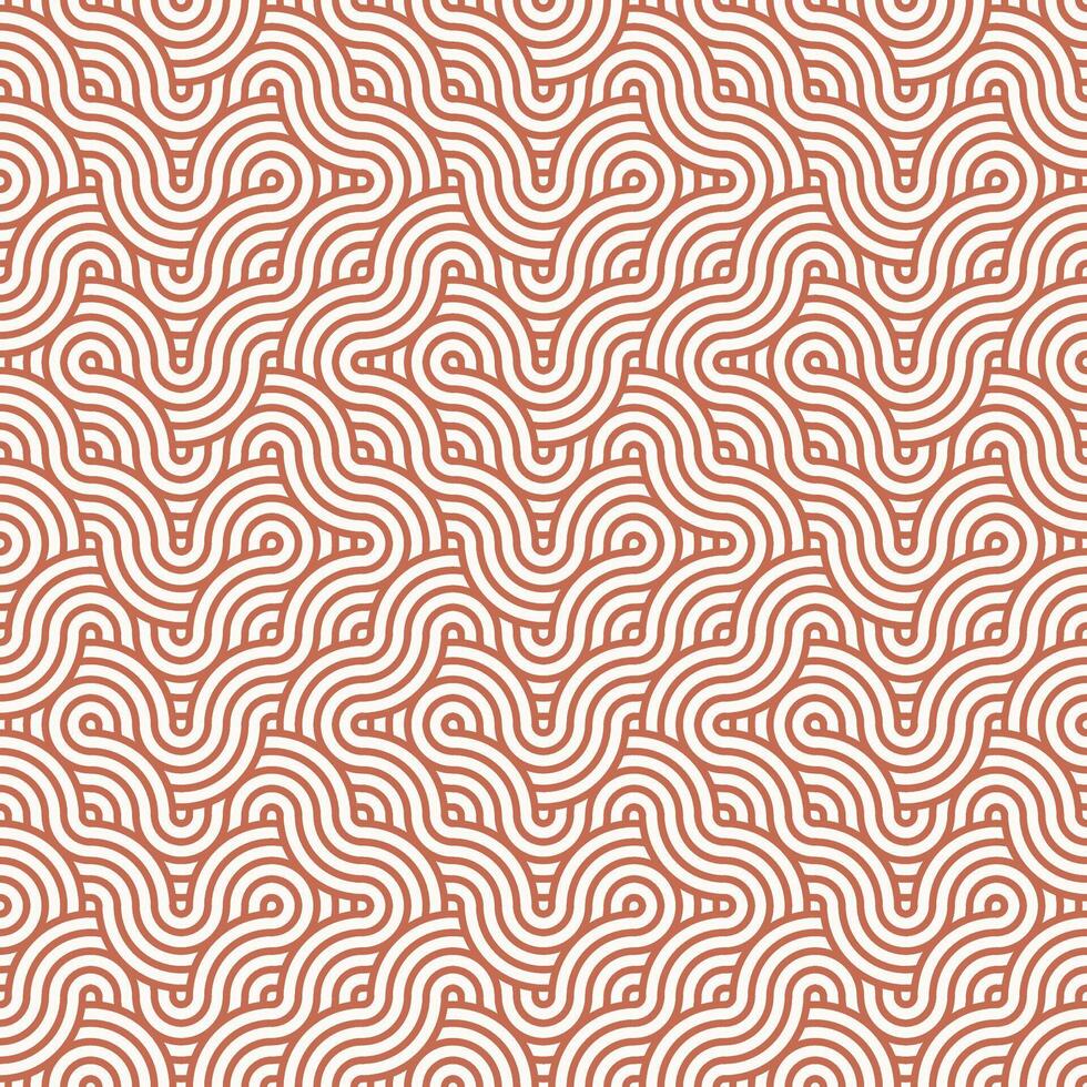 brun sömlös abstrakt geometrisk japansk överlappande cirklar rader och vågor mönster vektor