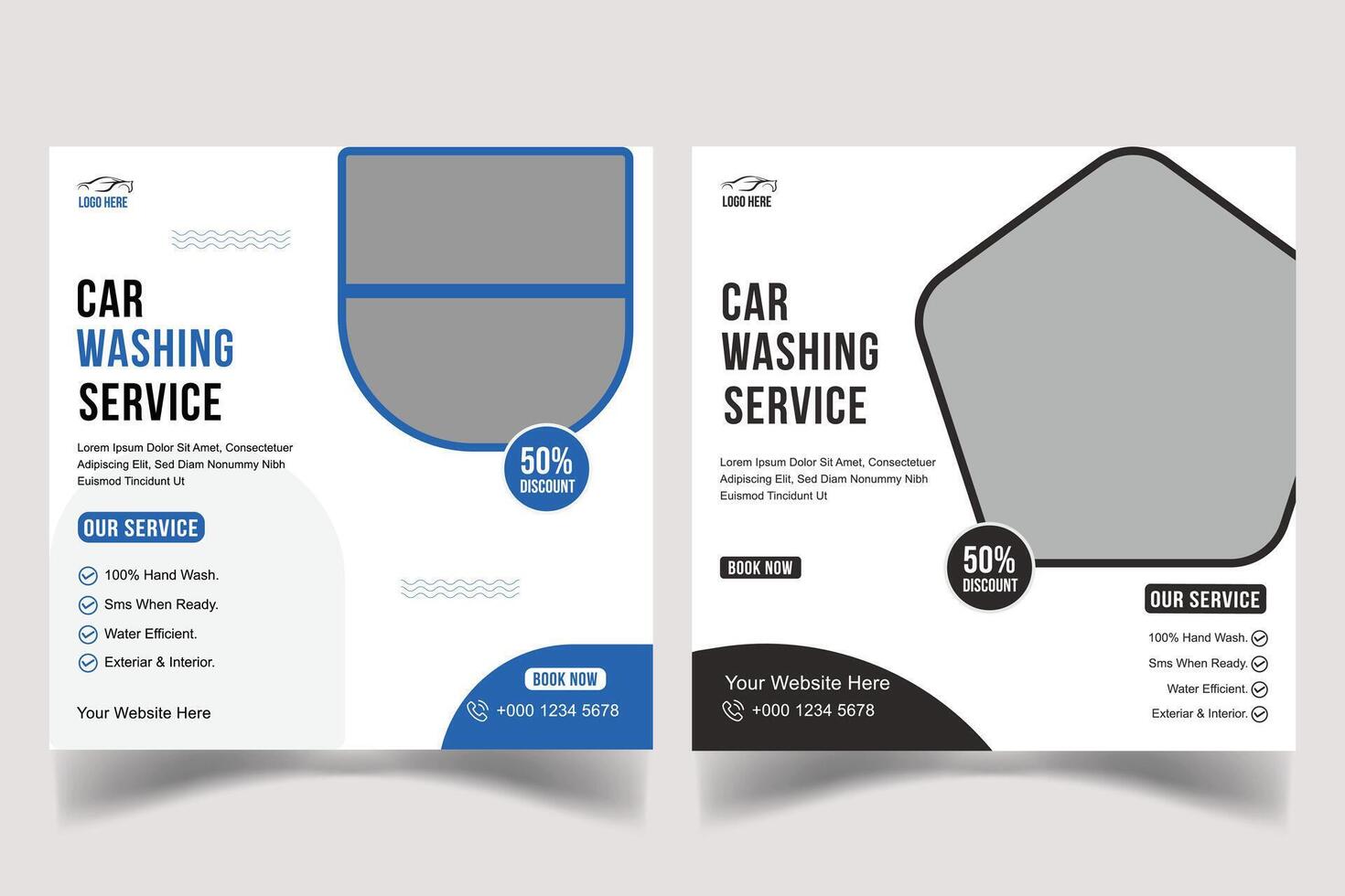 bil tvättning service social media design mall vektor
