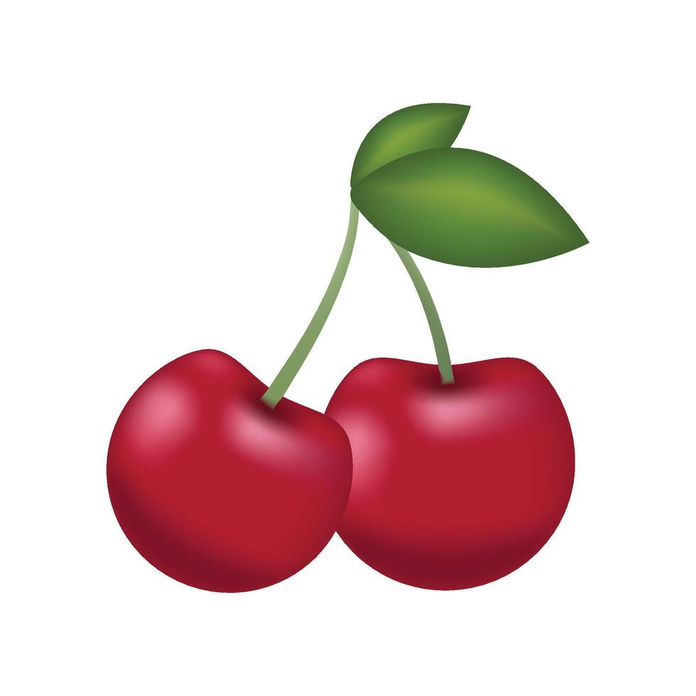 Kirsche Obst Emoji Vektor Design. Kunst Illustration Landwirtschaft Essen Bauernhof Produkt. Kirsche isoliert auf Weiß Hintergrund.