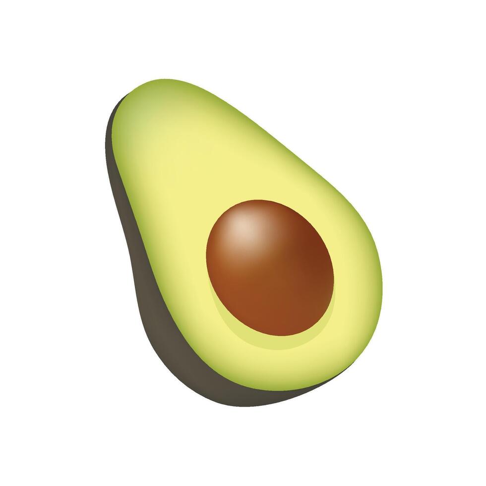 Avocado Obst Emoji Vektor Design. Kunst Illustration Landwirtschaft Essen Bauernhof Produkt. Hälfte von ein Avocado isoliert auf Weiß Hintergrund.