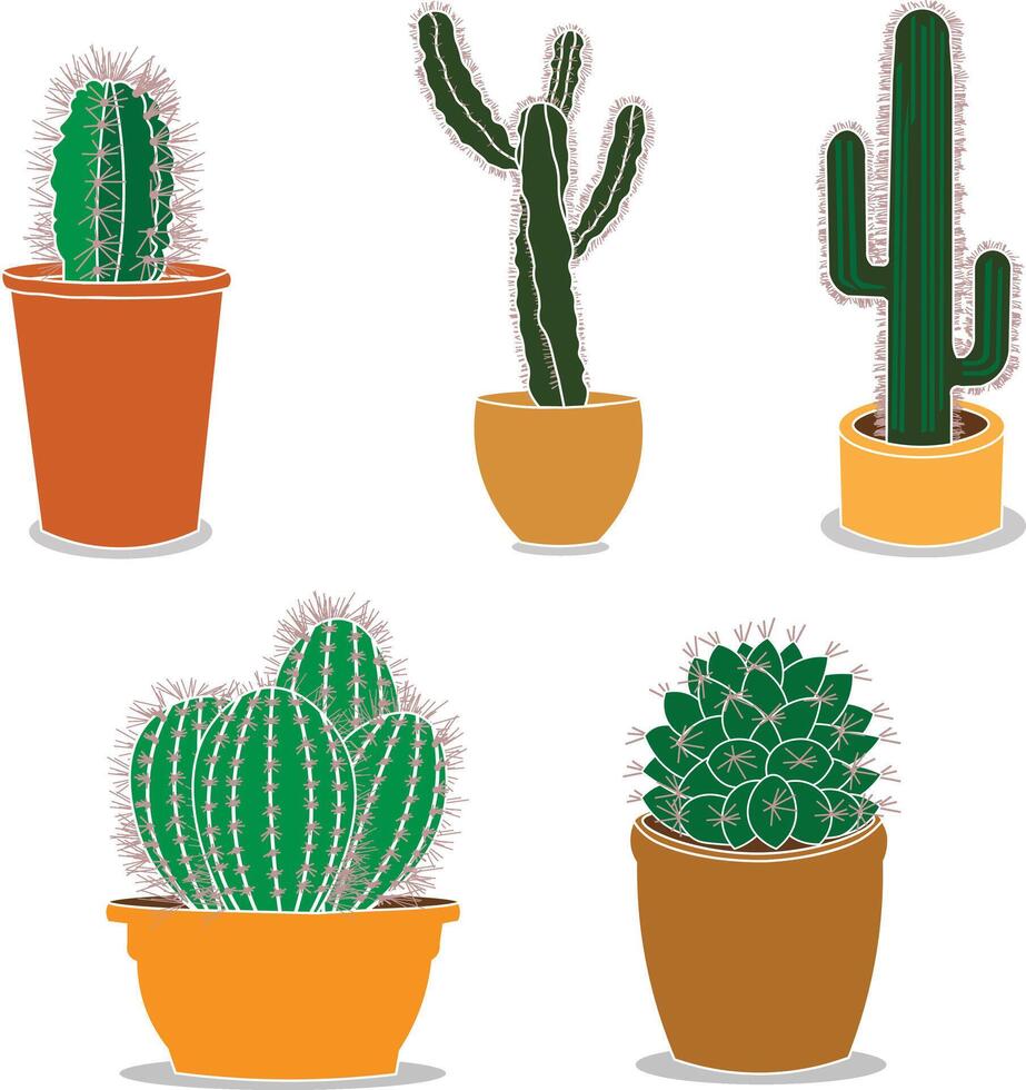 5 söt kaktus vektor