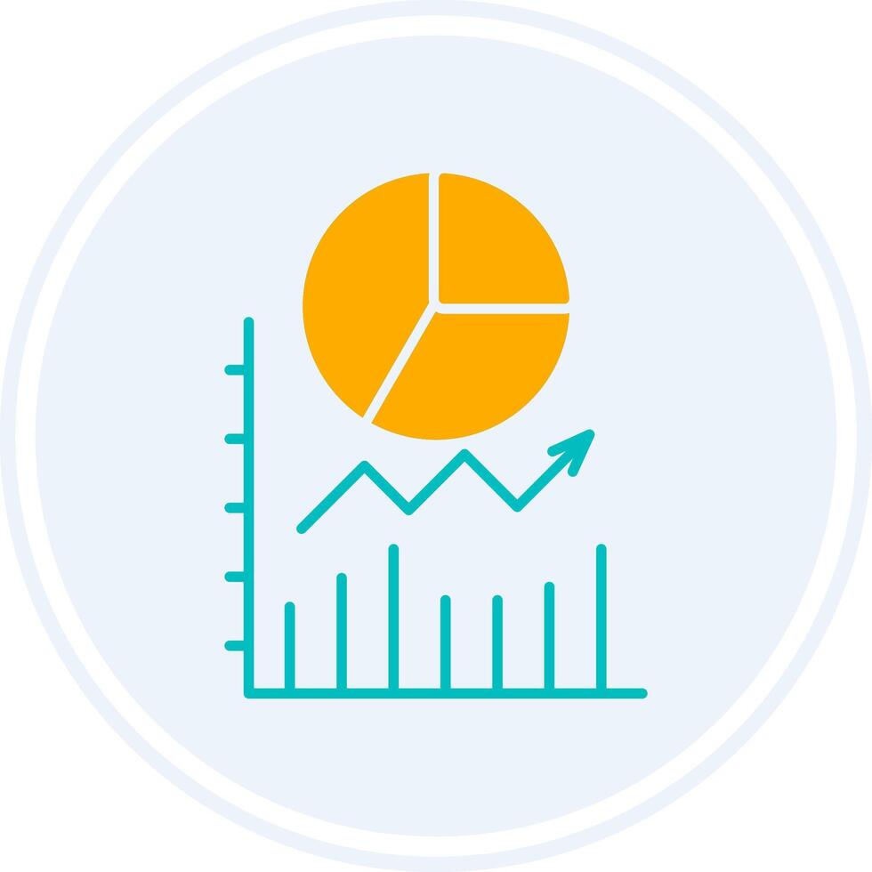 paj Diagram glyf två Färg cirkel ikon vektor
