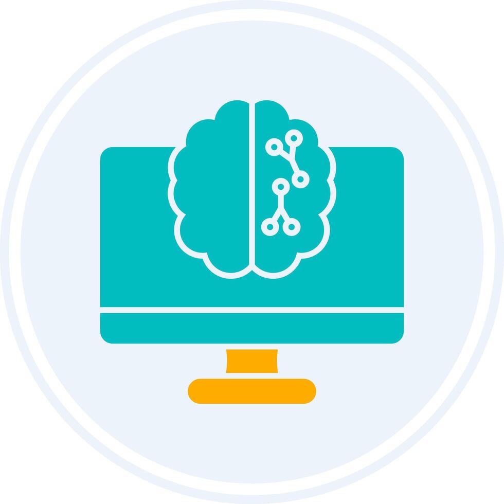 maskin inlärning glyf två Färg cirkel ikon vektor