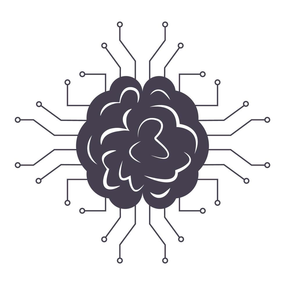 artificiell intelligens ai datoranvändning konceptuell vektor illustration grafisk ikon symbol
