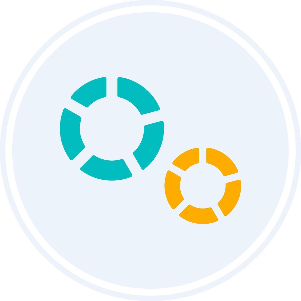 Kuchen Diagramm Glyphe zwei Farbe Kreis Symbol vektor